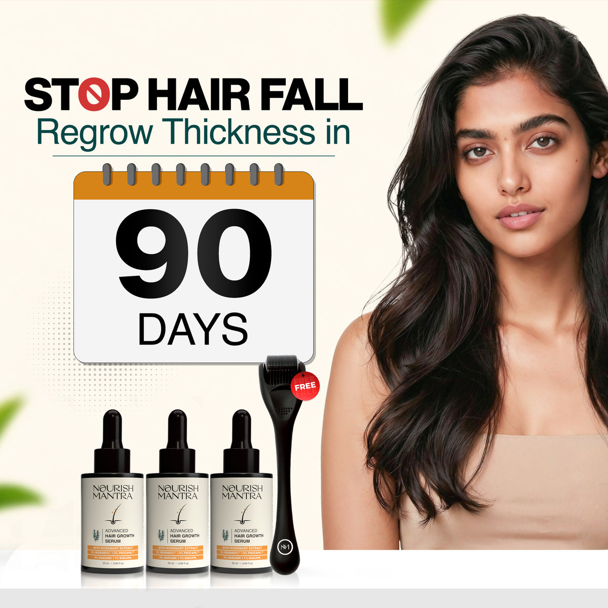 90 Days Transformation Kit (3 Bottles + Derma Roller)
