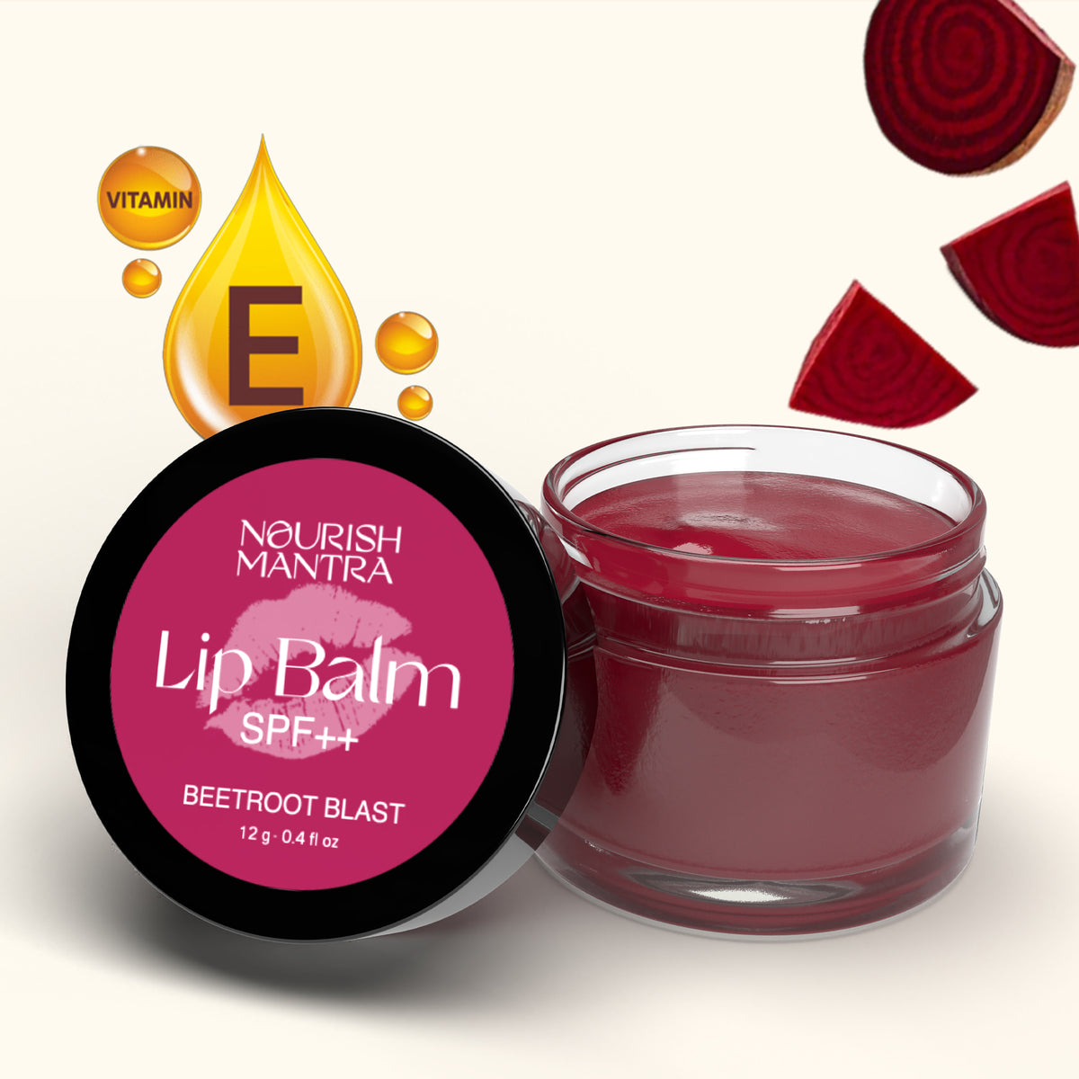 Beetroot Lip Balm for Dry Lips With SPF++